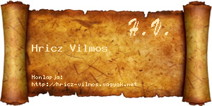 Hricz Vilmos névjegykártya